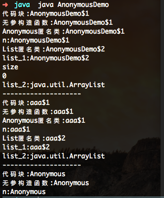 AnonymousDemo输出